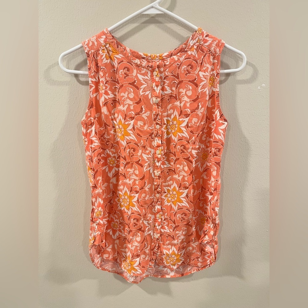 LOFT Floral Sleeveless Button-Down Blouse- size small - Picture 1 of 7